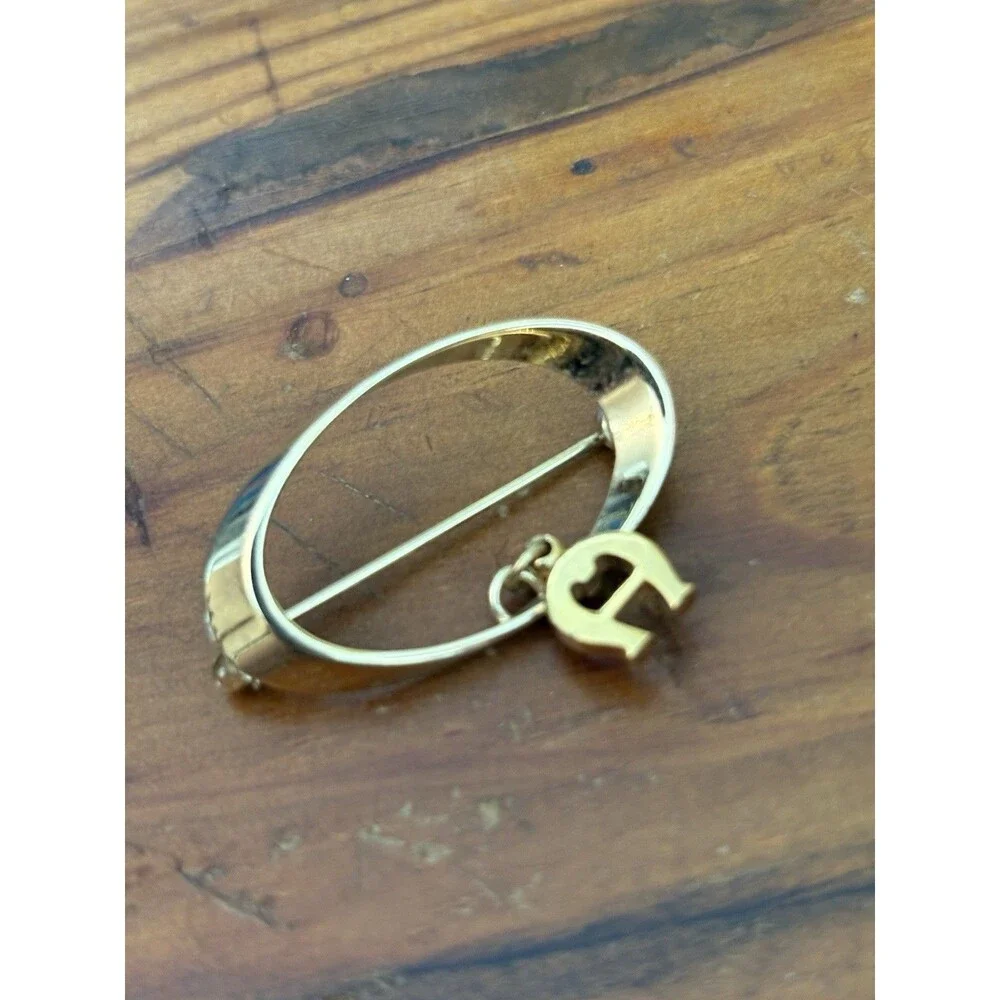 Vintage Gold Tone Aigner Brooch Pin 1” - Picture 5 of 8